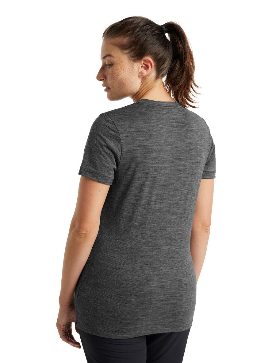 Gritstone Heather Women's Icebreaker Merino Tech Lite II Short Sleeve T Shirts | USA 1579VRWD